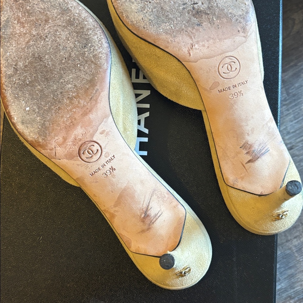Chanel classic kitten heel suede and gross grain mules - 30.5 - Picture 7 of 12